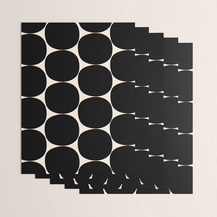 Mid-Century Mod Minimalist Dot Pattern in Black and Almond Cream Wrapping Paper Gallery Image 3