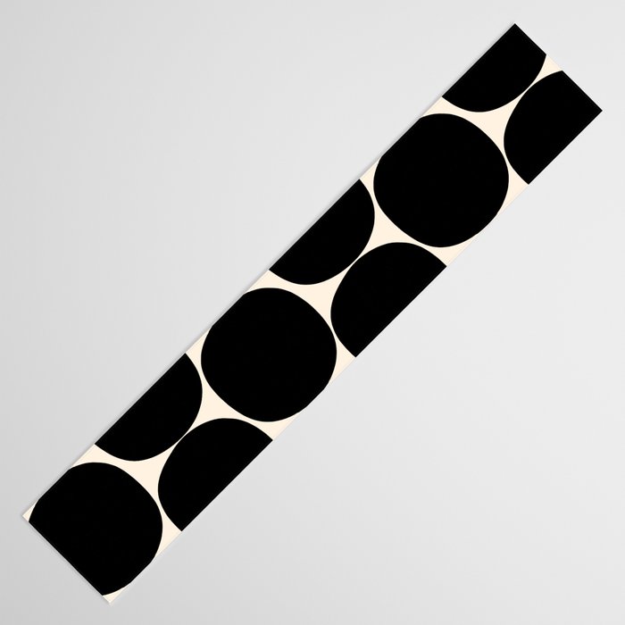 Mid-Century Mod Minimalist Dot Pattern in Black and Almond Cream Table Runner Gallery Image 3
