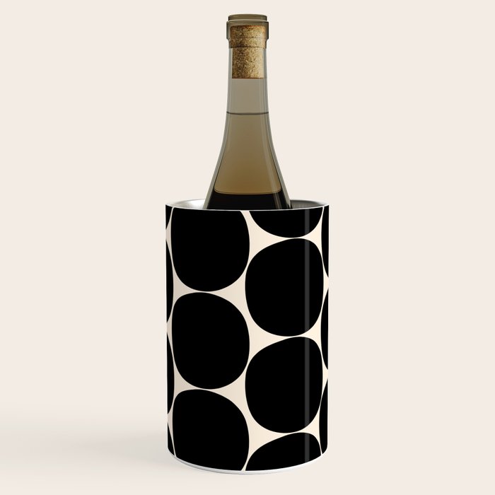 Mid-Century Mod Minimalist Dot Pattern in Black and Almond Cream Wine Chiller Gallery Image 1