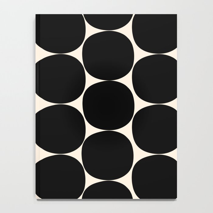 Mid-Century Mod Minimalist Dot Pattern in Black and Almond Cream Notebook Gallery Image 4