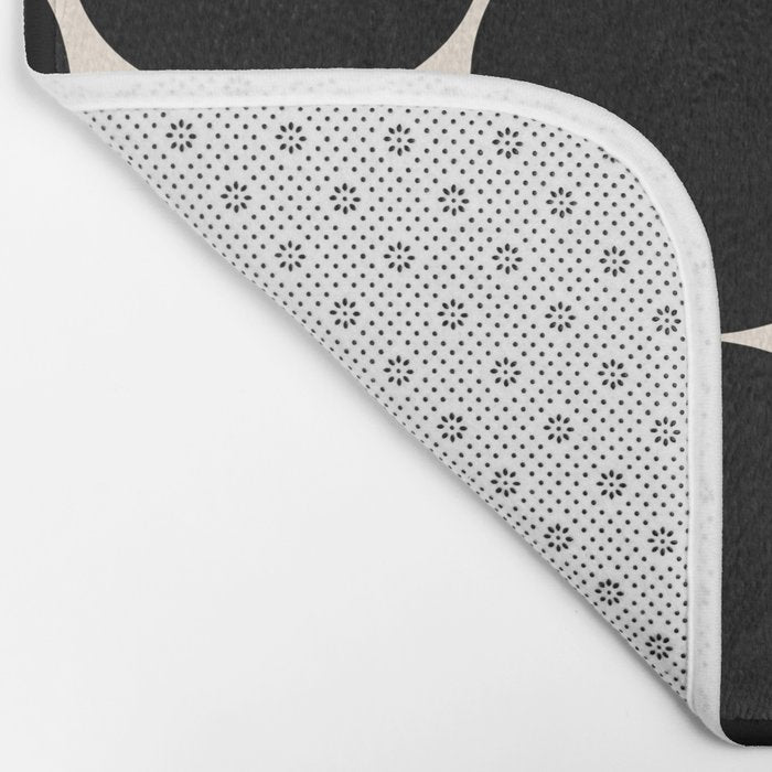 Mid-Century Mod Minimalist Dot Pattern in Black and Almond Cream Bath Mat Gallery Image 2