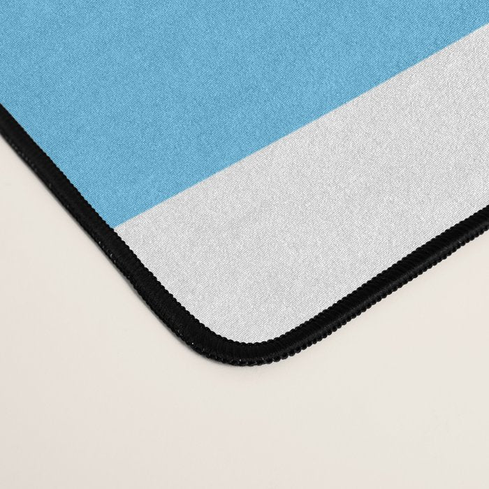 Mid Century Modern Abstract Piquet Pattern Bright Blue and White Desk Mat Gallery Image 4