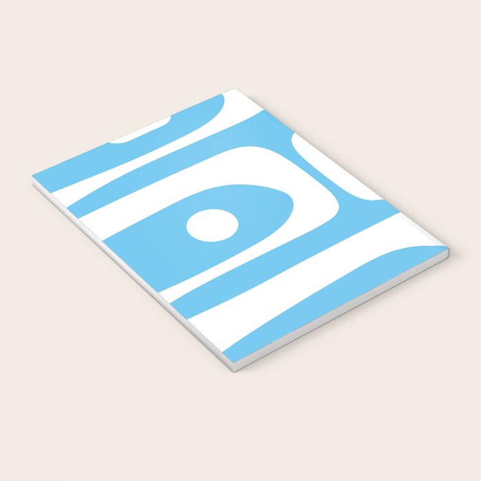 Mid Century Modern Abstract Piquet Pattern Bright Blue and White Notebook Gallery Image 3