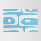 Mid Century Modern Abstract Piquet Pattern Bright Blue and White Rug Gallery Image 2