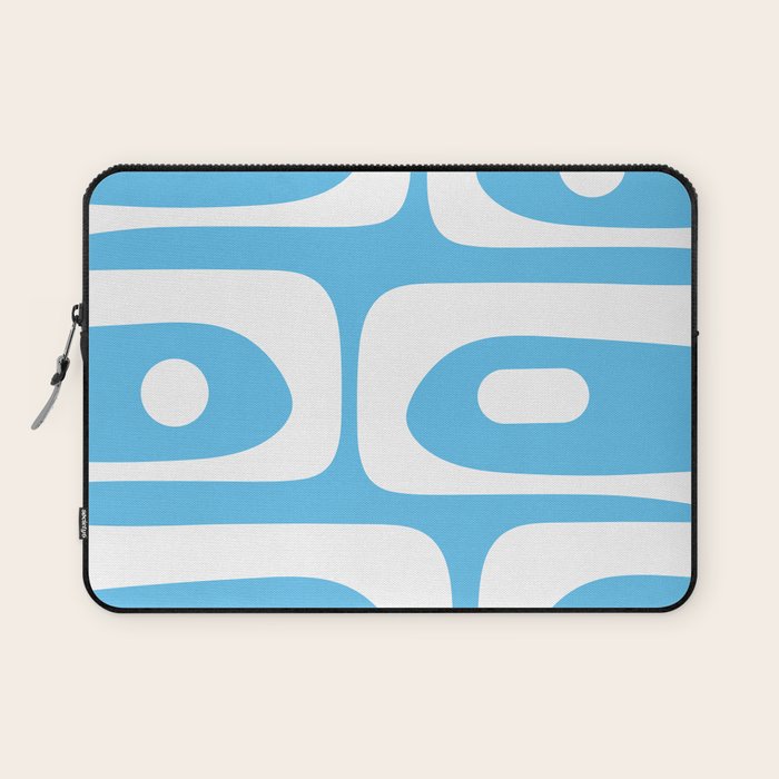 Mid Century Modern Abstract Piquet Pattern Bright Blue and White Laptop Sleeve Gallery Image 1