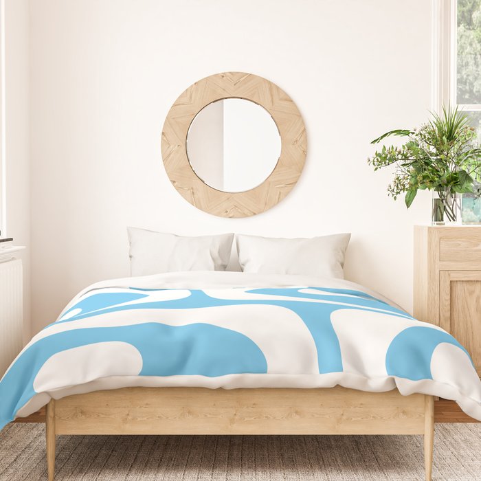 Mid Century Modern Abstract Piquet Pattern Bright Blue and White Duvet Cover Gallery Image 3