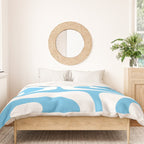 Mid Century Modern Abstract Piquet Pattern Bright Blue and White Duvet Cover Gallery Image 3