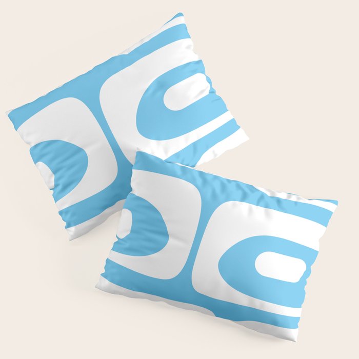 Mid Century Modern Abstract Piquet Pattern Bright Blue and White Pillow Sham Gallery Image 3