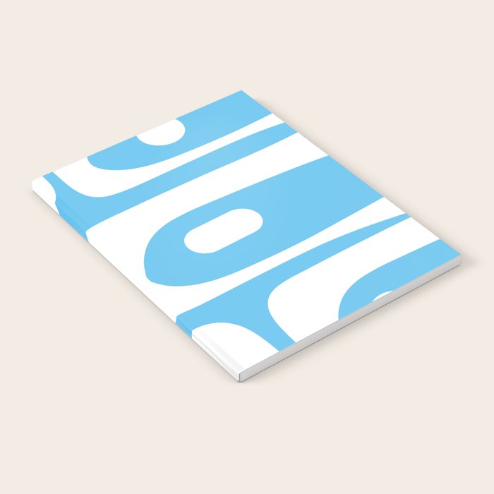 Mid Century Modern Abstract Piquet Pattern Bright Blue and White Notebook Gallery Image 1