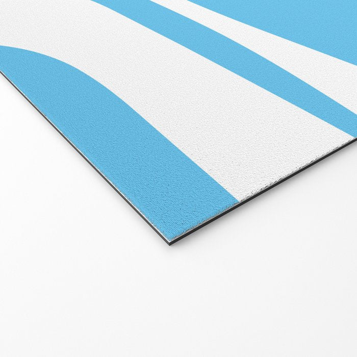Mid Century Modern Abstract Piquet Pattern Bright Blue and White Welcome Mat Gallery Image 2