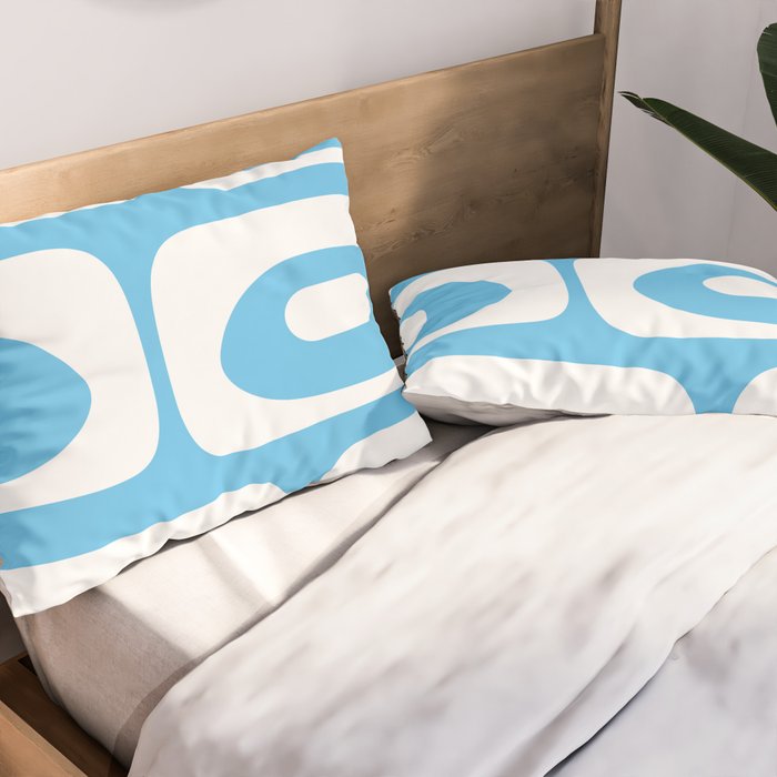 Mid Century Modern Abstract Piquet Pattern Bright Blue and White Pillow Sham Gallery Image 2