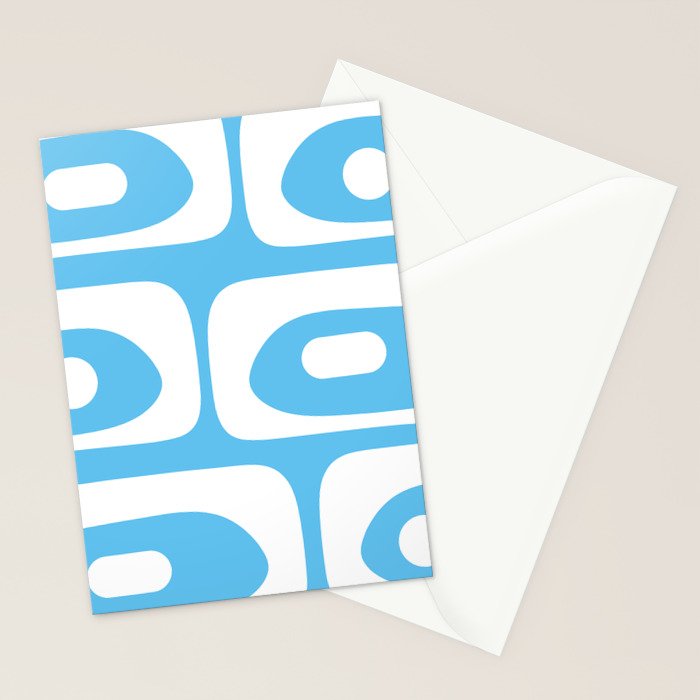 Mid Century Modern Abstract Piquet Pattern Bright Blue and White Stationery Card Gallery Image 2