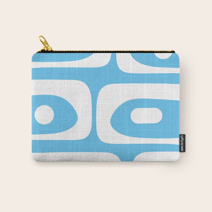 Mid Century Modern Abstract Piquet Pattern Bright Blue and White Carry All Pouch Gallery Image 1