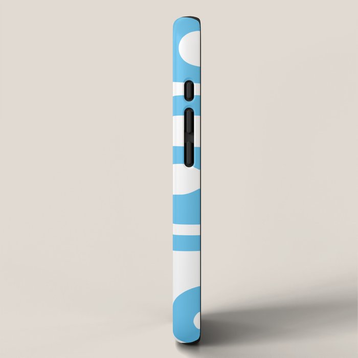 Mid Century Modern Abstract Piquet Pattern Bright Blue and White iPhone Case Gallery Image 2