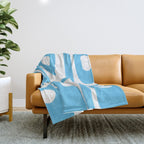 Mid Century Modern Abstract Piquet Pattern Bright Blue and White Throw Blanket Gallery Image 1