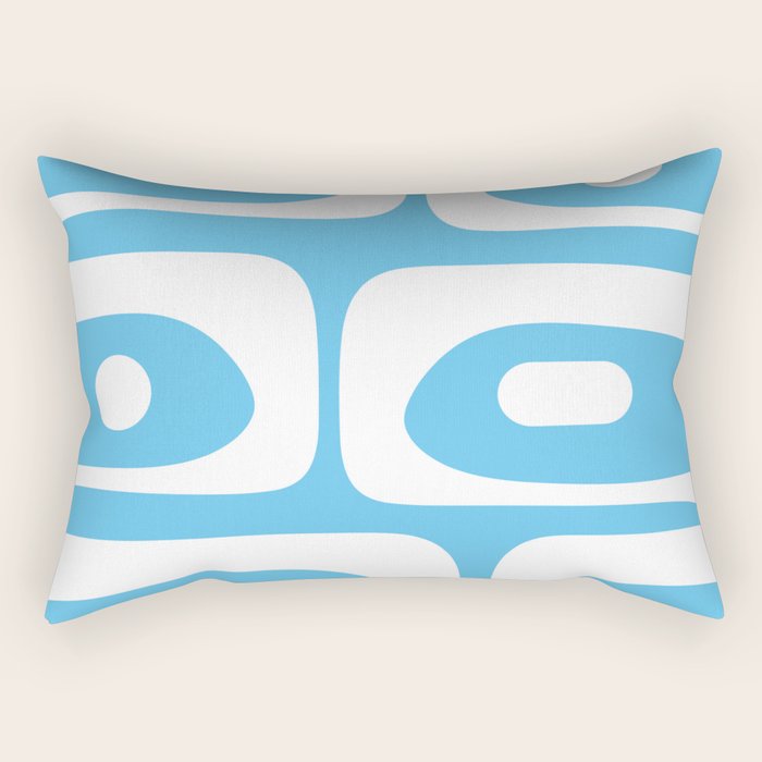 Mid Century Modern Abstract Piquet Pattern Bright Blue and White Rectangular Pillow Gallery Image 1