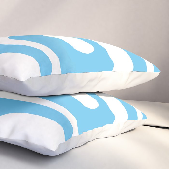 Mid Century Modern Abstract Piquet Pattern Bright Blue and White Pillow Sham Gallery Image 3