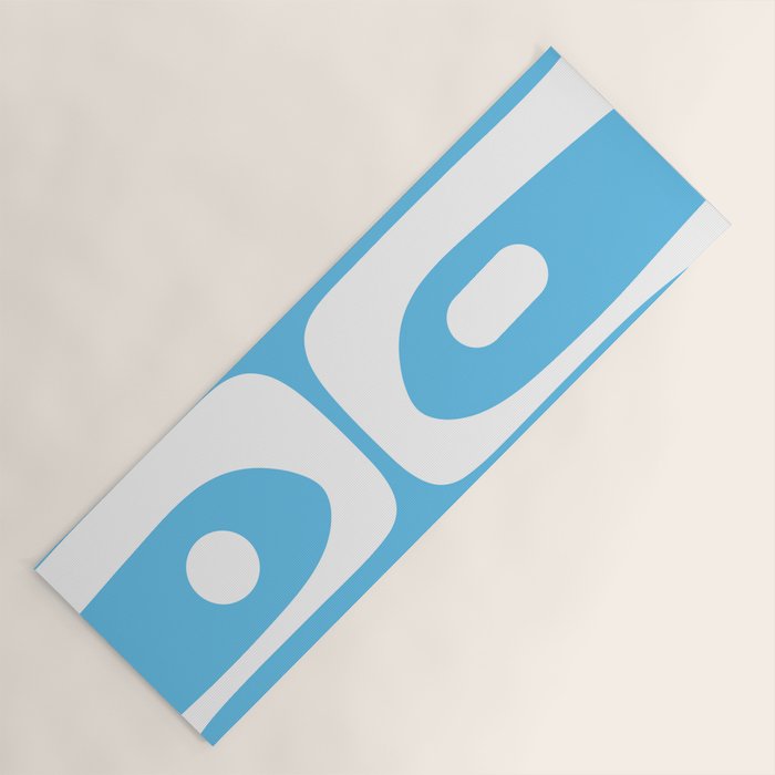 Mid Century Modern Abstract Piquet Pattern Bright Blue and White Yoga Mat Gallery Image 1