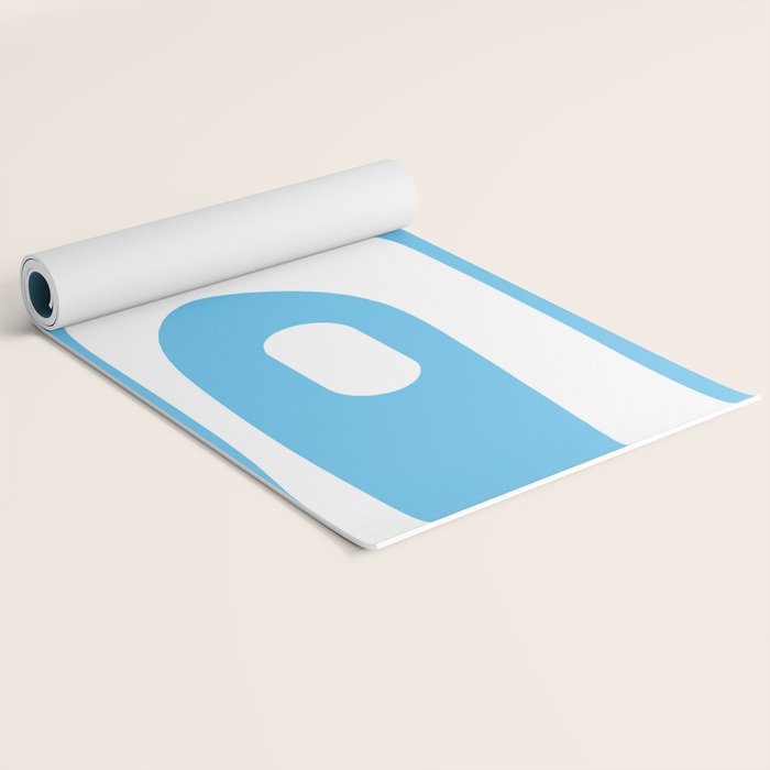 Mid Century Modern Abstract Piquet Pattern Bright Blue and White Yoga Mat Gallery Image 2