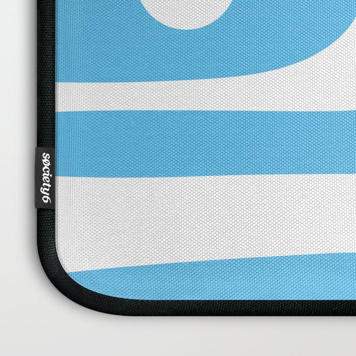 Mid Century Modern Abstract Piquet Pattern Bright Blue and White Laptop Sleeve Gallery Image 3