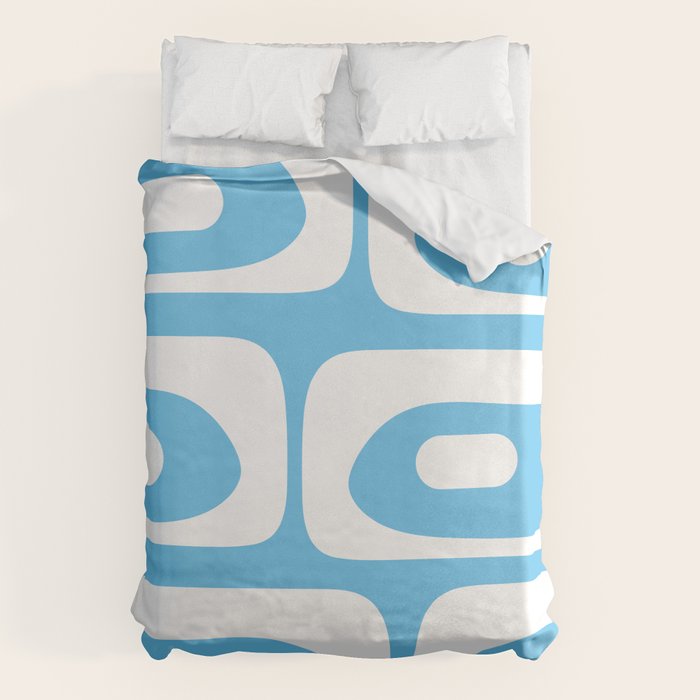 Mid Century Modern Abstract Piquet Pattern Bright Blue and White Duvet Cover Gallery Image 1