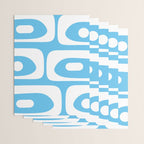 Mid Century Modern Abstract Piquet Pattern Bright Blue and White Wrapping Paper Gallery Image 3