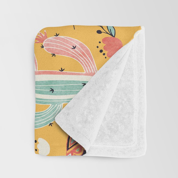 White Llama with flowers Throw Blanket Gallery Image 3