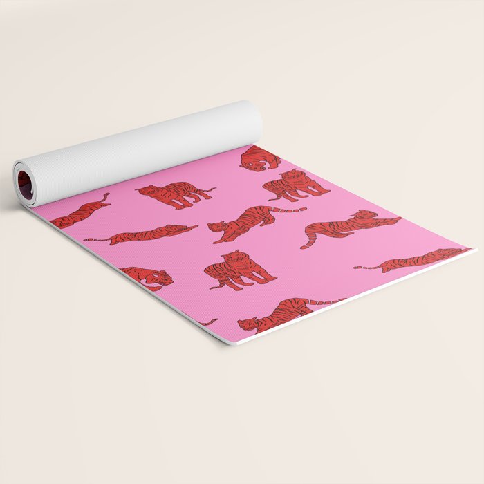 Exotic Pink + Red Wildcats Yoga Mat Gallery Image 2
