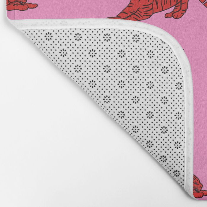 Exotic Pink + Red Wildcats Bath Mat Gallery Image 2