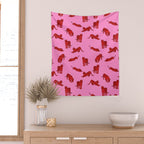 Exotic Pink + Red Wildcats Wall Tapestry Gallery Image 2