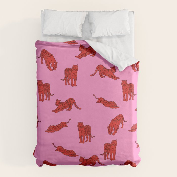 Exotic Pink + Red Wildcats Duvet Cover Gallery Image 6