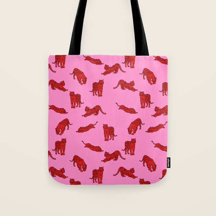 Exotic Pink + Red Wildcats Tote Bag Gallery Image 1