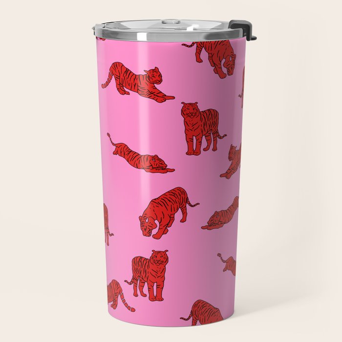 Exotic Pink + Red Wildcats Travel Mug Gallery Image 2
