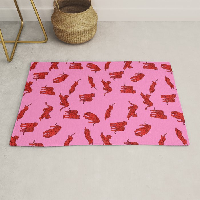 Exotic Pink + Red Wildcats Rug Gallery Image 1