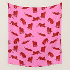 Exotic Pink + Red Wildcats Wall Tapestry Gallery Image 4