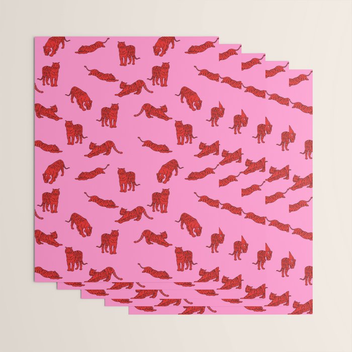 Exotic Pink + Red Wildcats Wrapping Paper Gallery Image 3