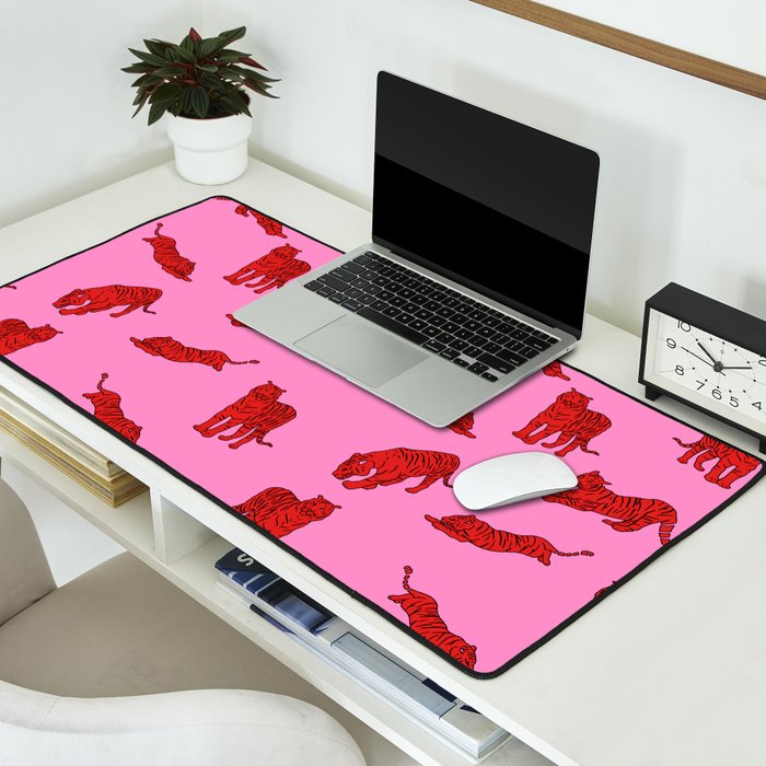 Exotic Pink + Red Wildcats Desk Mat Gallery Image 2