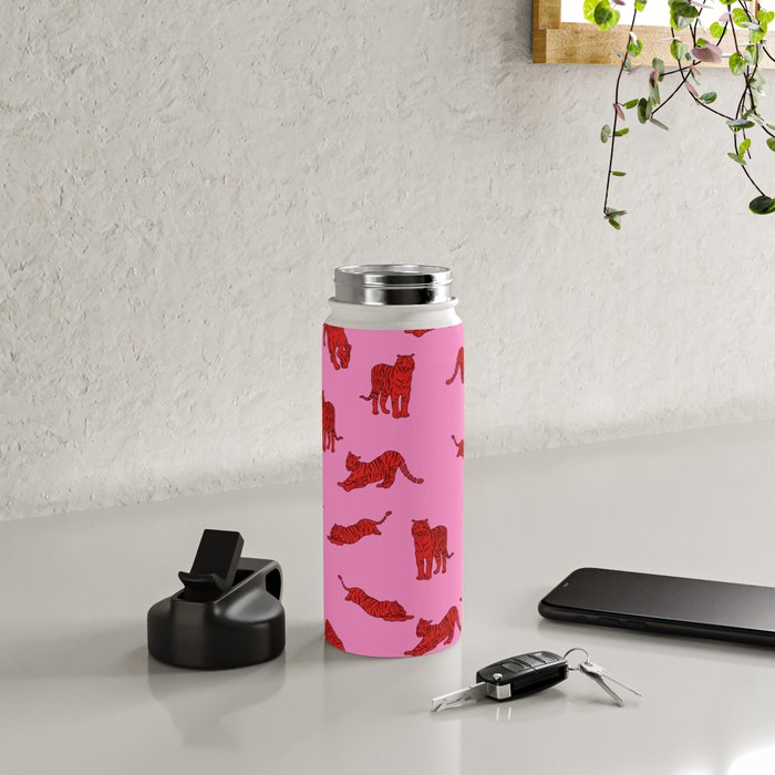 Exotic Pink + Red Wildcats Water Bottle Gallery Image 4