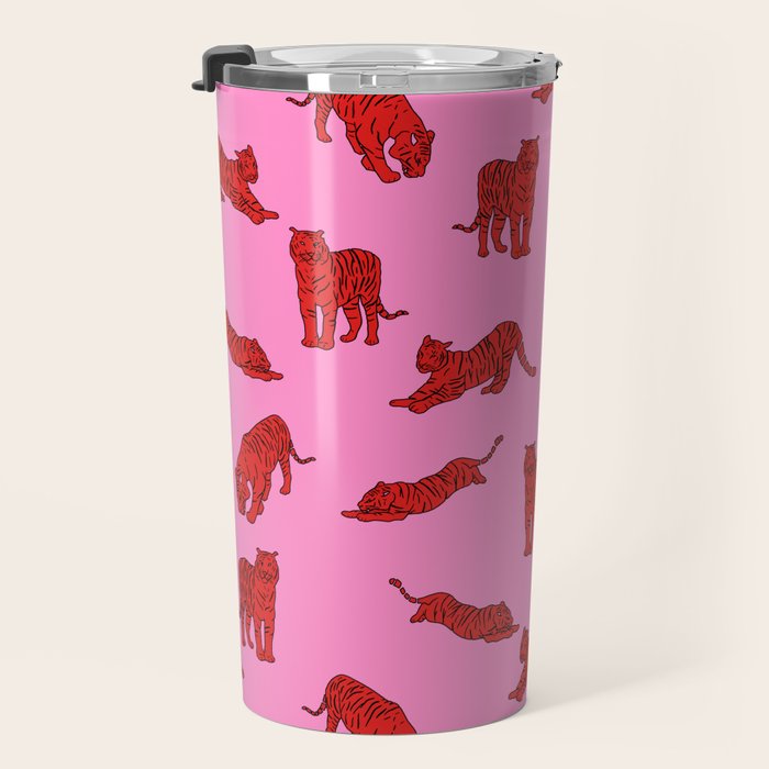 Exotic Pink + Red Wildcats Travel Mug Gallery Image 3