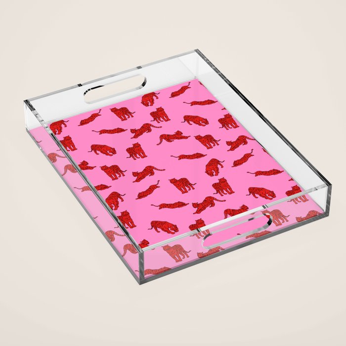 Exotic Pink + Red Wildcats Acrylic Tray Gallery Image 1