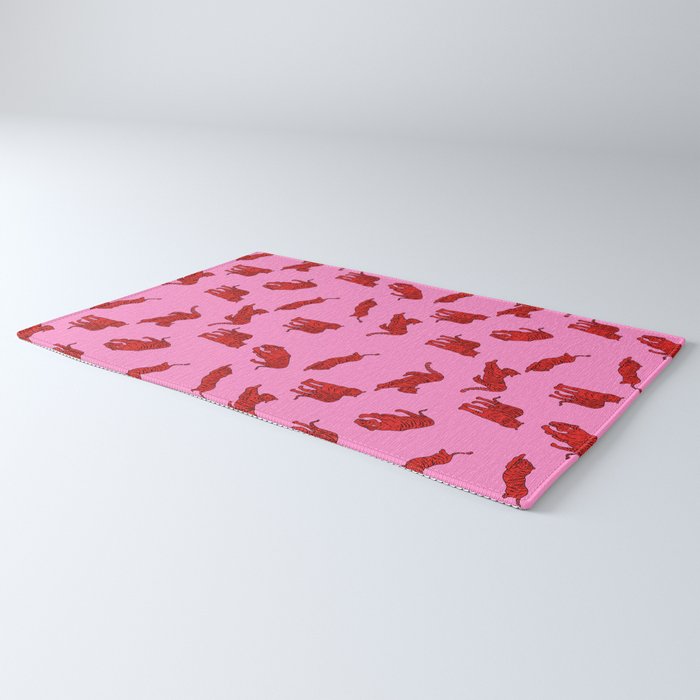 Exotic Pink + Red Wildcats Rug Gallery Image 3