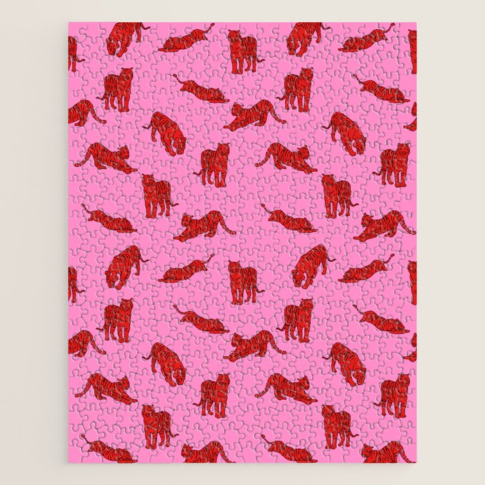 Exotic Pink + Red Wildcats Jigsaw Puzzle Gallery Image 1