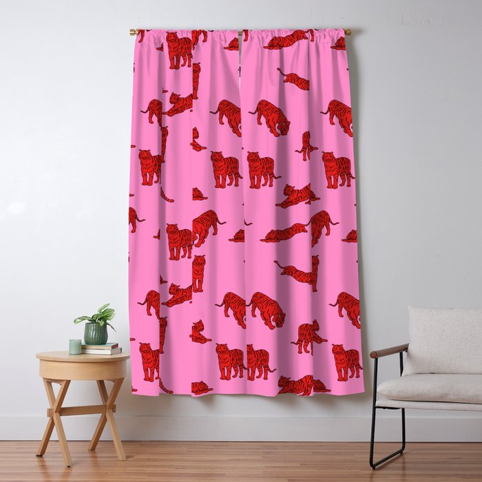 Exotic Pink + Red Wildcats Window Curtain Gallery Image 5