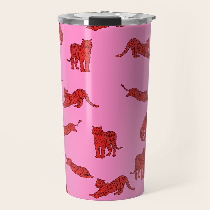 Exotic Pink + Red Wildcats Travel Mug Gallery Image 1