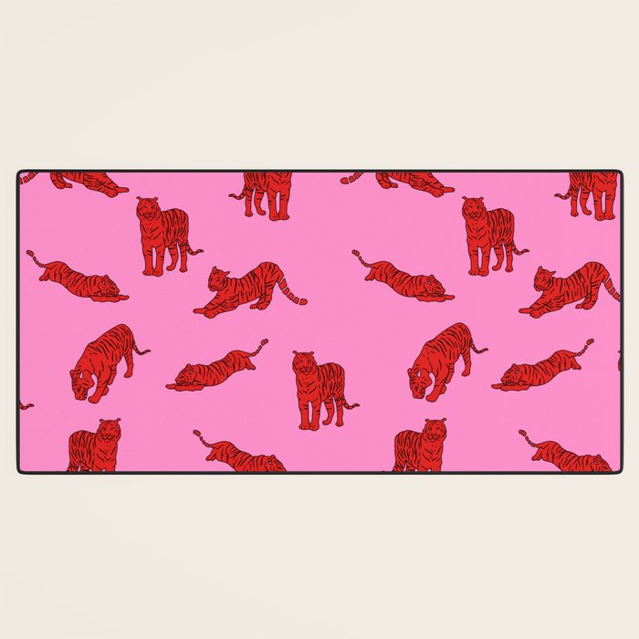 Exotic Pink + Red Wildcats Desk Mat Gallery Image 3