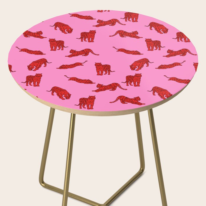 Exotic Pink + Red Wildcats Side Table Gallery Image 2