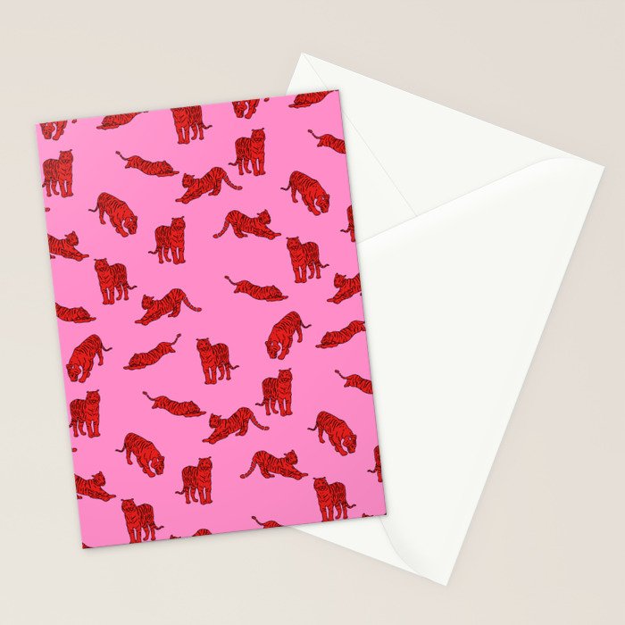 Exotic Pink + Red Wildcats Stationery Card Gallery Image 2