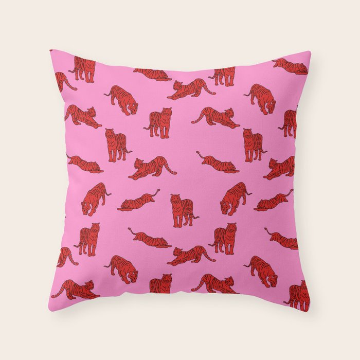 Exotic Pink + Red Wildcats Throw Pillow Gallery Image 6