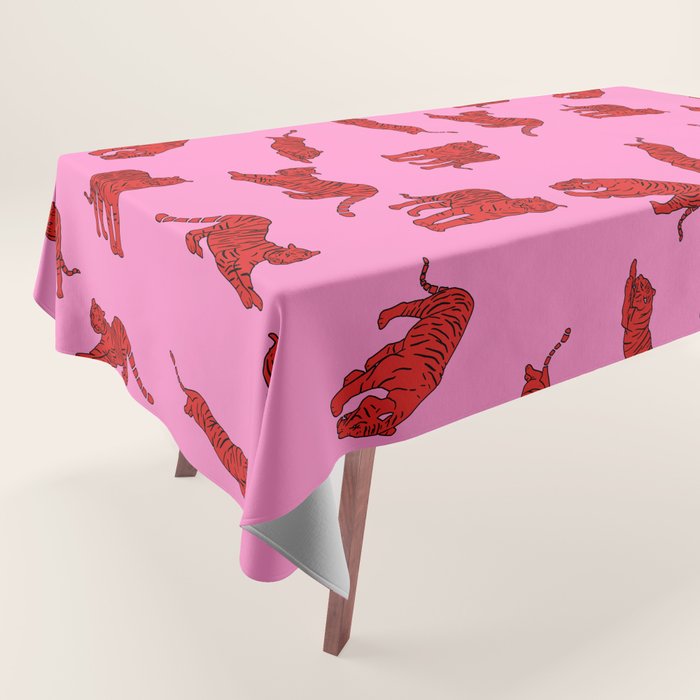 Exotic Pink + Red Wildcats Tablecloth Gallery Image 1