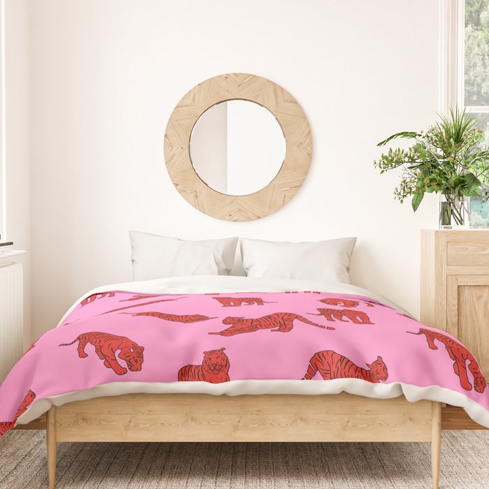 Exotic Pink + Red Wildcats Duvet Cover Gallery Image 3